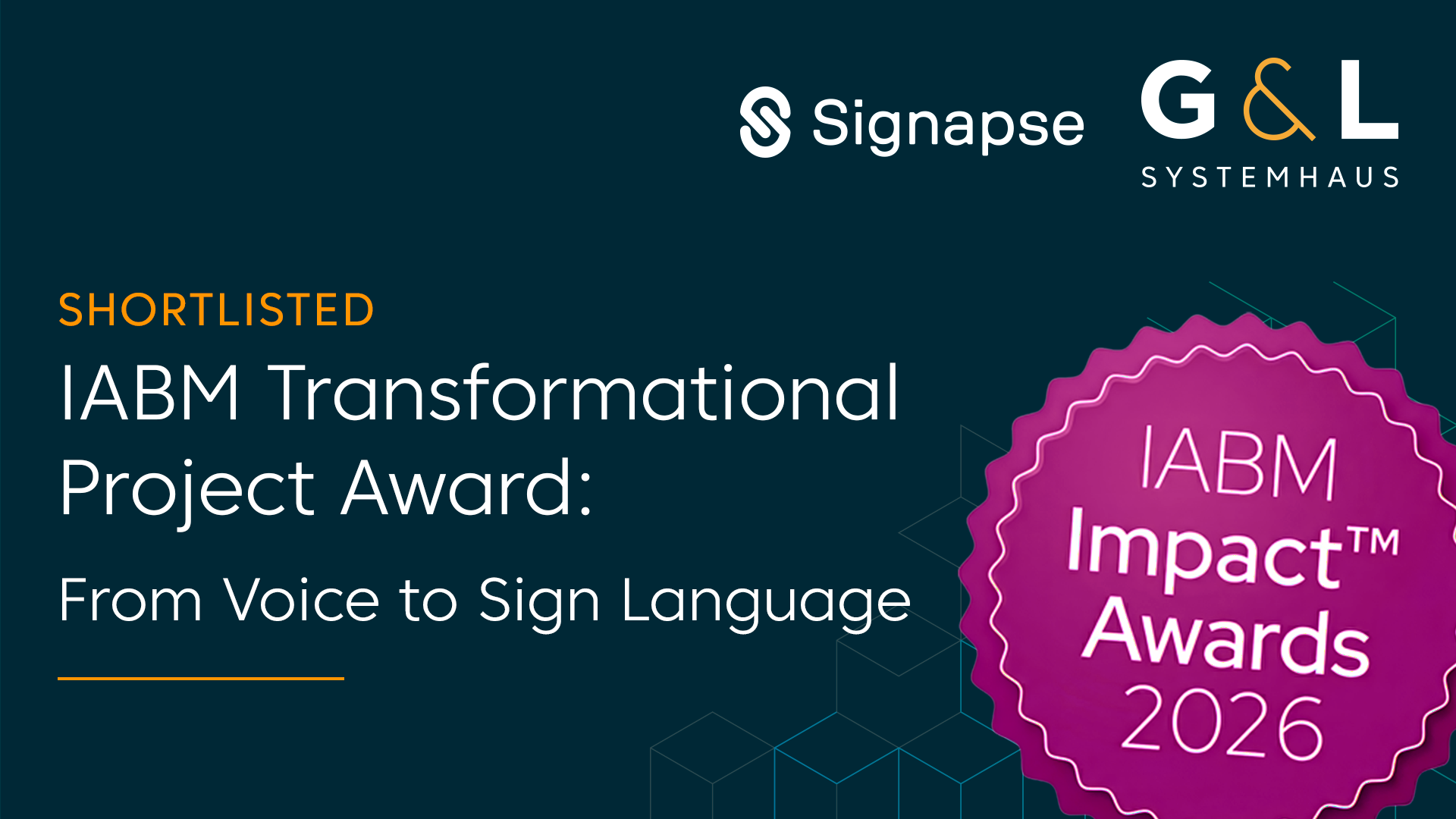 We're shortlisted! IABM Award for AI-Powered Sign Language in Live Streaming