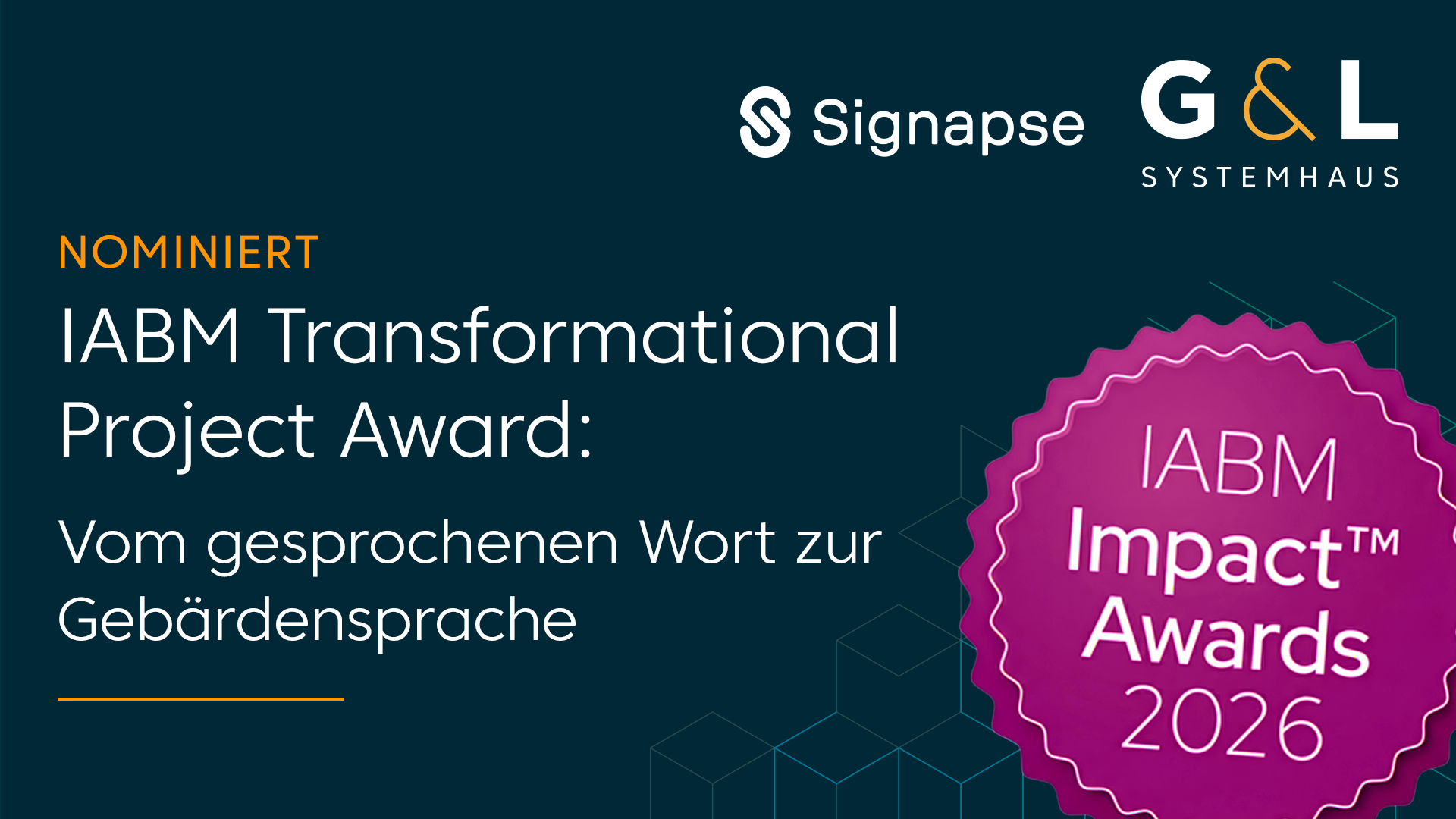 Wir sind nominiert! IABM Award für KI-gestützte Gebärdensprache im Livestream