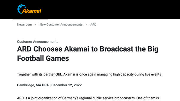 Press release Akamai Technologies